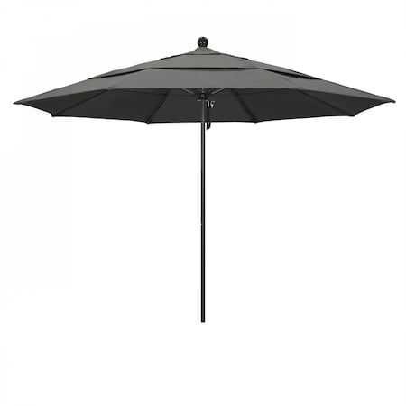 11' Black Aluminum Market Patio Umbrella, Sunbrella Charcoal